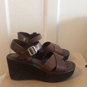 Kork-Ease Ava Dark Brown Wedge Sandal size 6